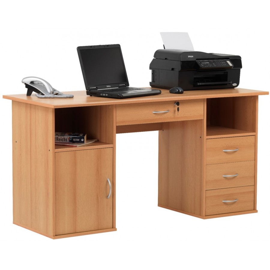 Dallas Beech Workstation with Storage